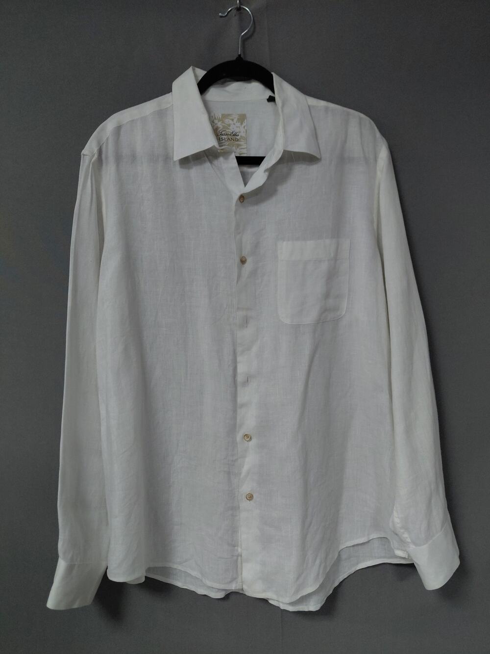 Tasso Elba Island 100% Linen White Lightweight Button-Up Shirt Men Size L